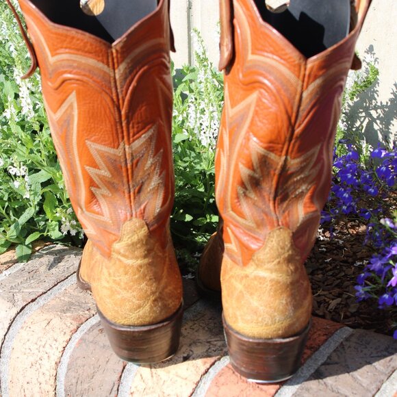 🐘 Ponder Custom Elephant Cowboy Boots | Tan | French Toe | Men’s 9 D | Boutique - Picture 8 of 9